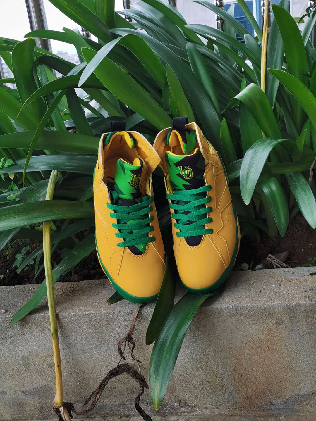New Air Jordan 7 Retro Ginger Yellow Green Shoes - Click Image to Close